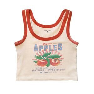 Future State Organic Apples Vintage-Style Ribbed Ringer Tank Top - Size M